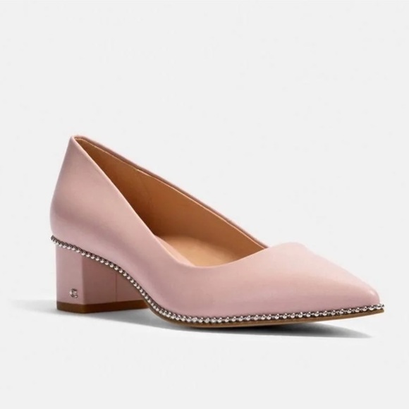 Coach Shoes Coach Willa Pump Heels Pink Leather Silver Studs Block